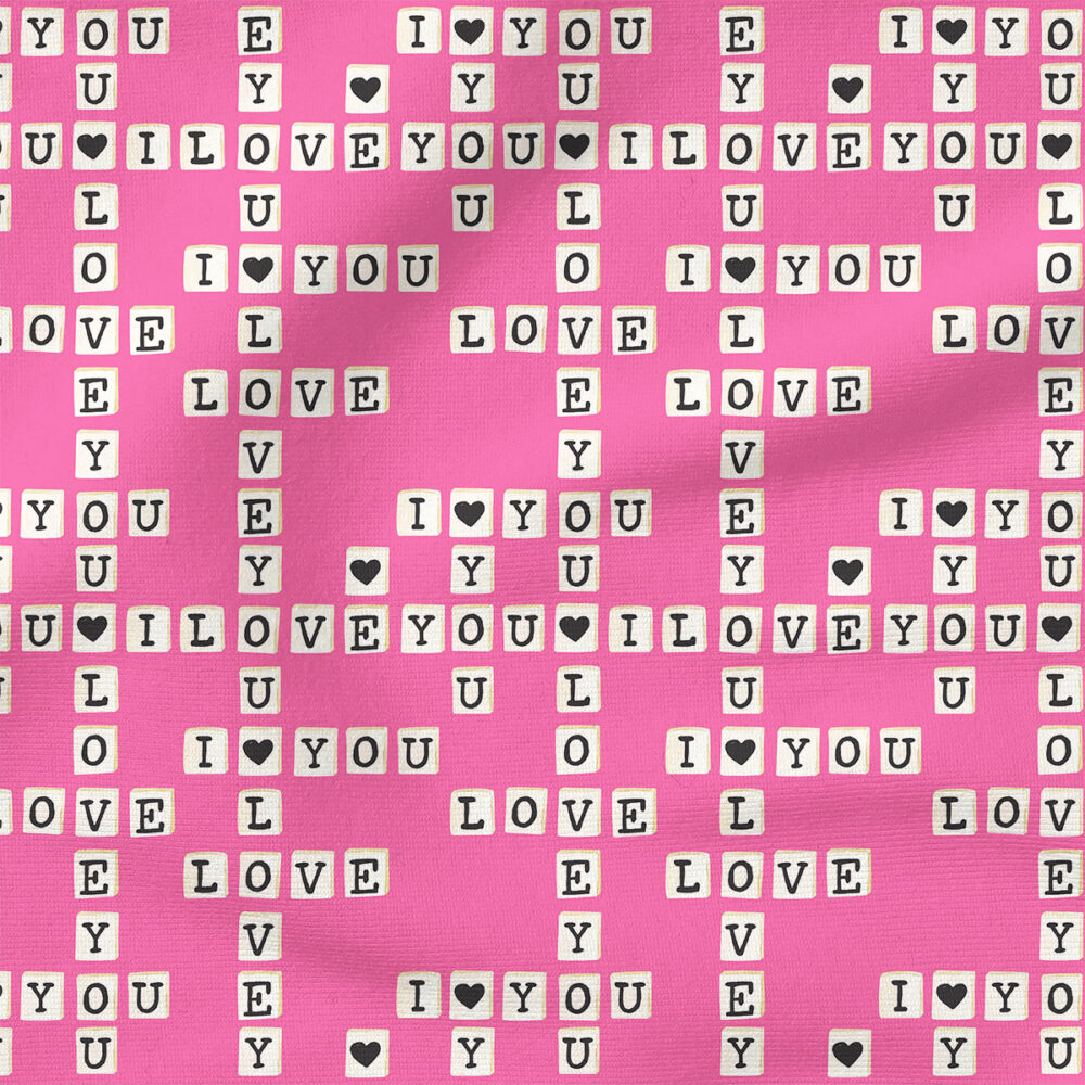 Valentines Letter Tiles (Pink) |  Fabric Design | Cate and Rainn