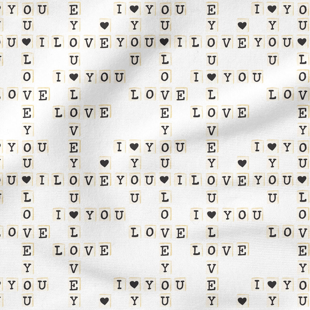 Valentines Letter Tiles (White) |  Fabric Design | Cate and Rainn