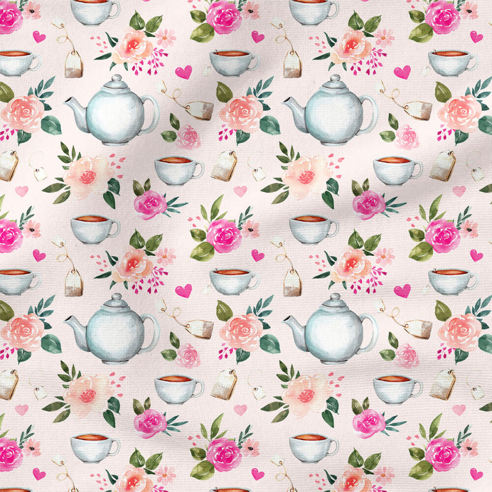 Valentines Tea Set (Pink) | Botanical Fabric Design | Cate and Rainn