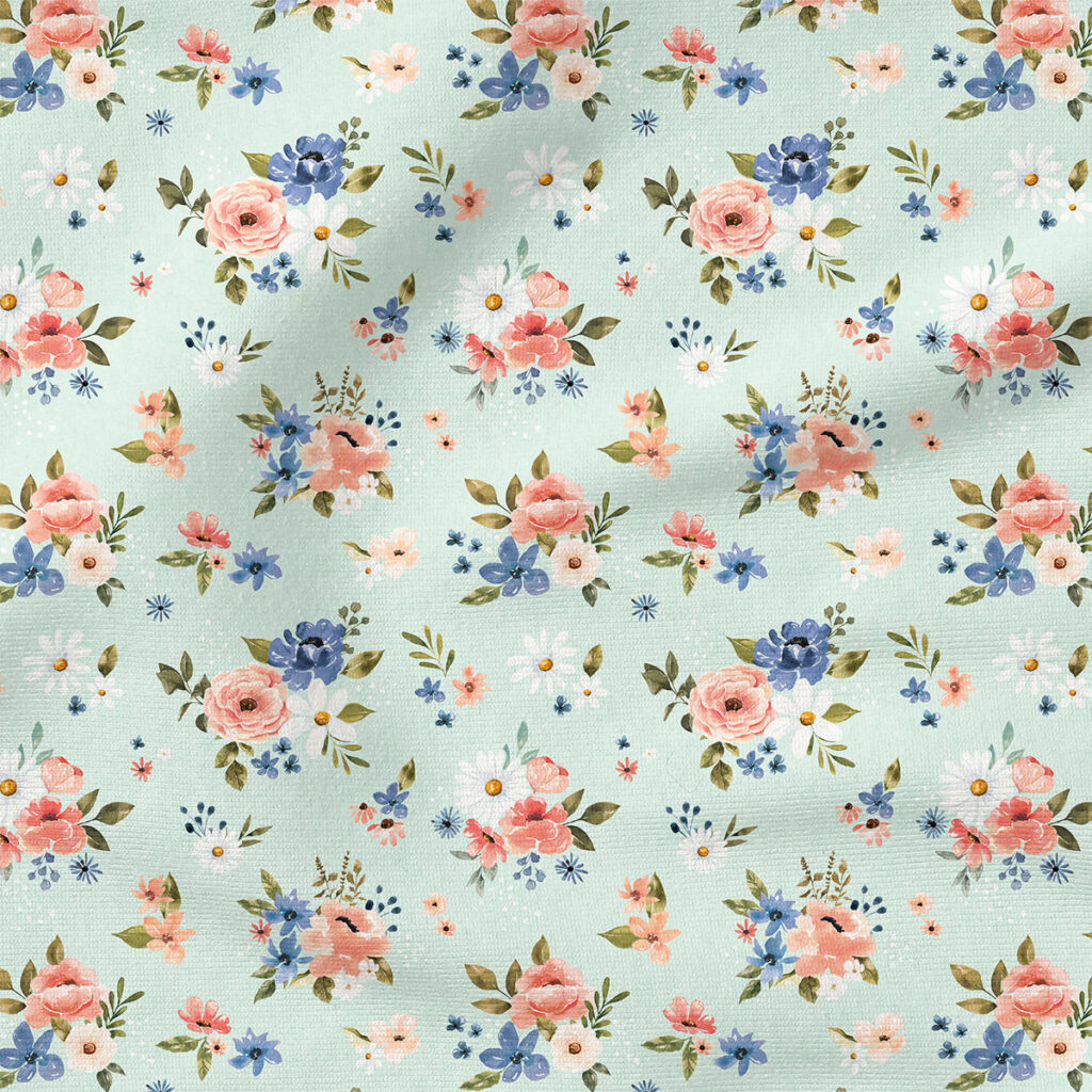 Dainty Floral (Light Blue) | Botanical Fabric Design | Cate and Rainn