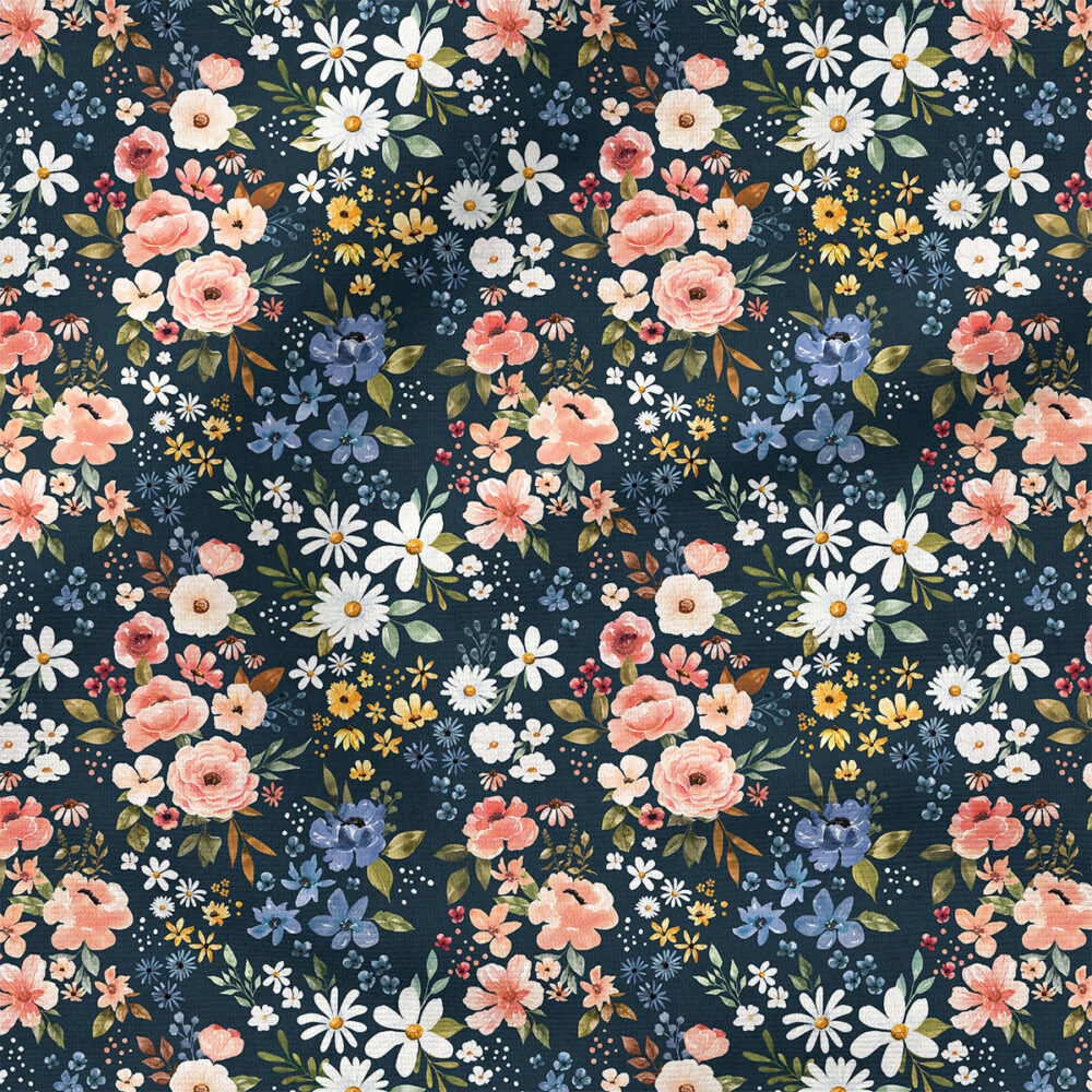 Floral (Navy) | Botanical Fabric Design | Cate and Rainn