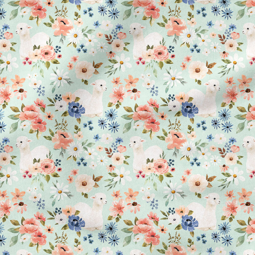 Llama Floral (Light Blue) | Botanical