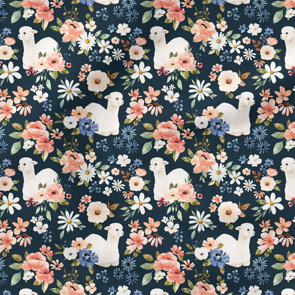 Llama Floral (Navy) | Botanical