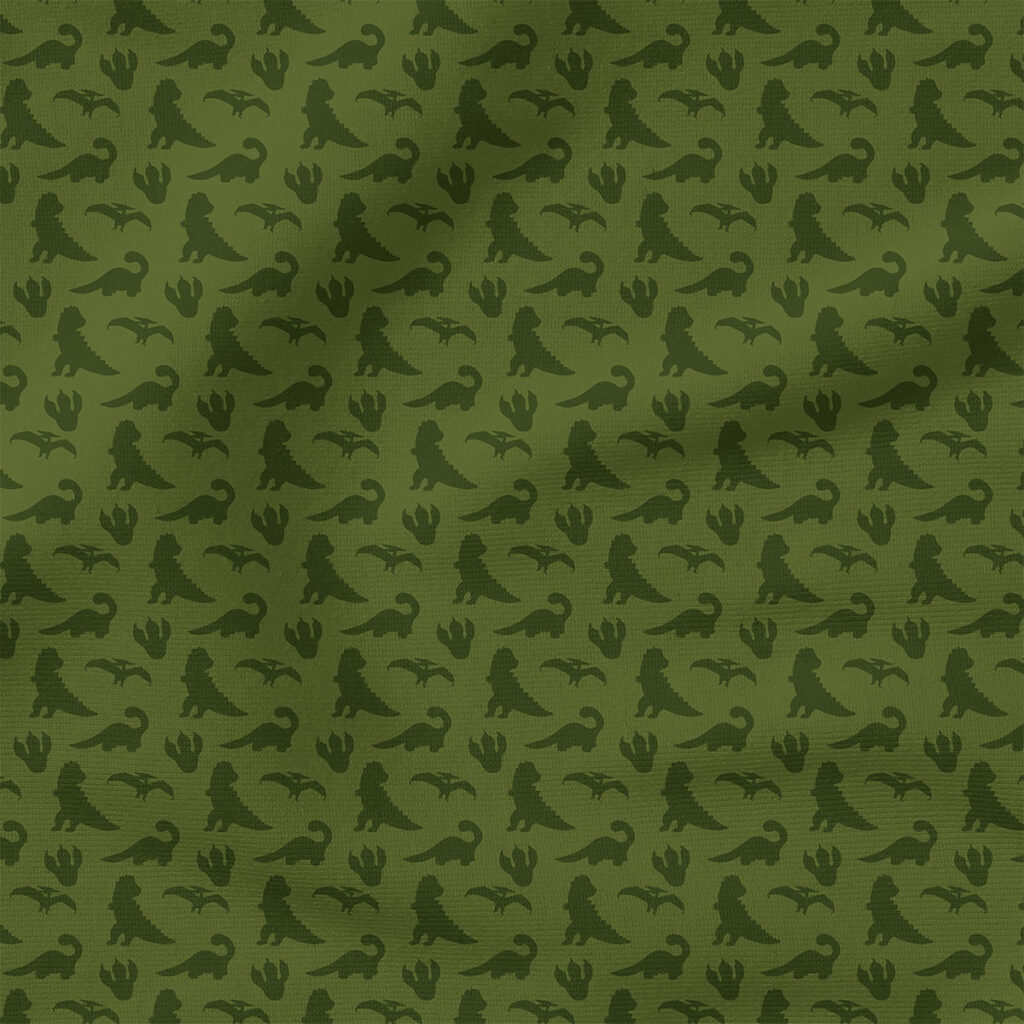 Dino Silhouette (Forest Green) | Animals Fabric Design | Cate and Rainn