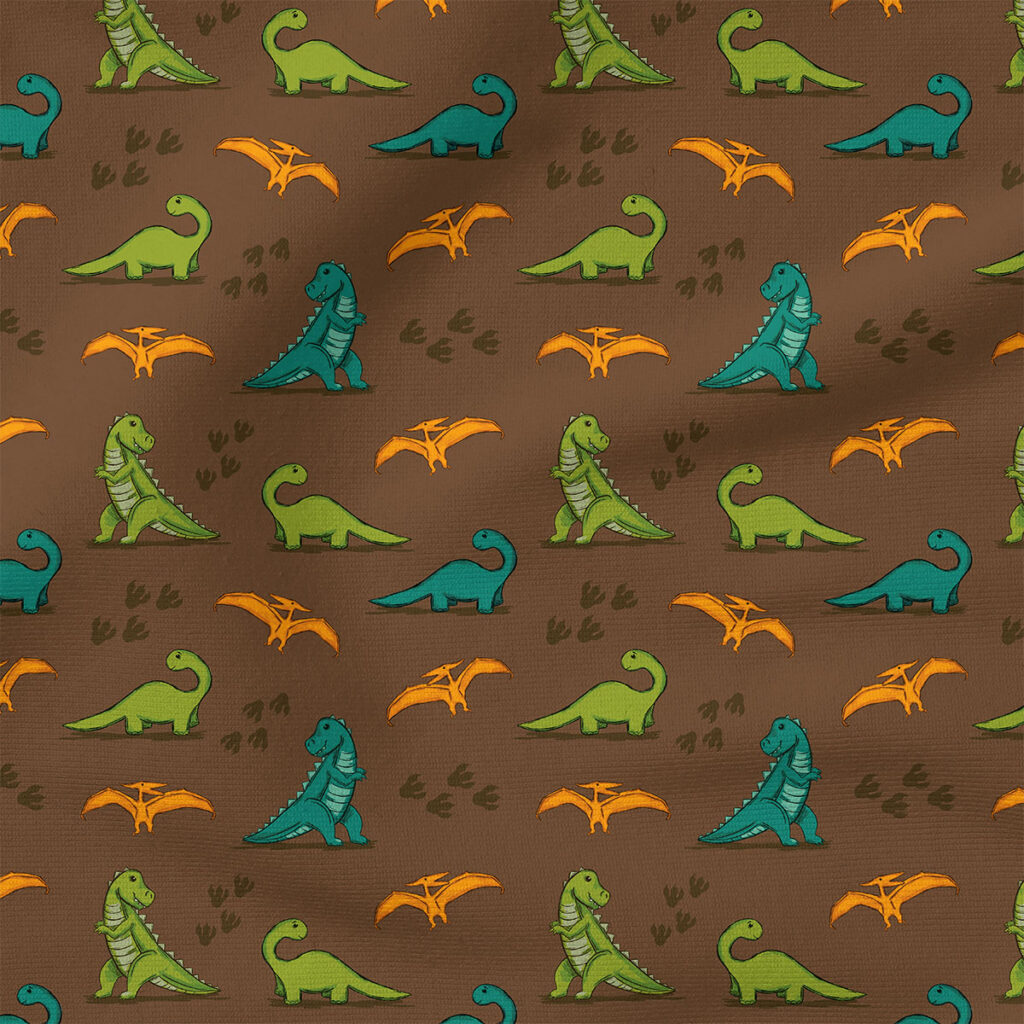 Dinosaurs (Brown) | Animals Fabric Design | Cate and Rainn