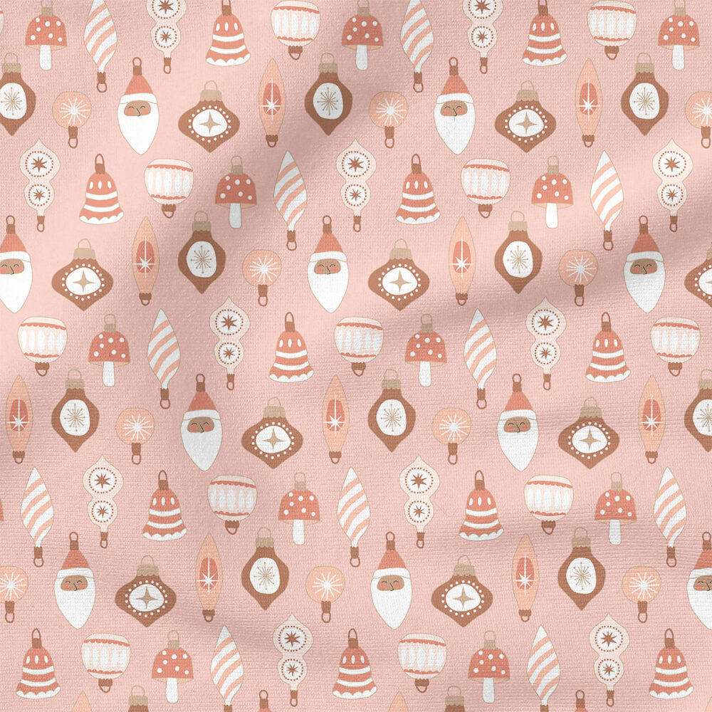 Retro Ornaments (Neutral) | Christmas Fabric Design | Hey Cute Design