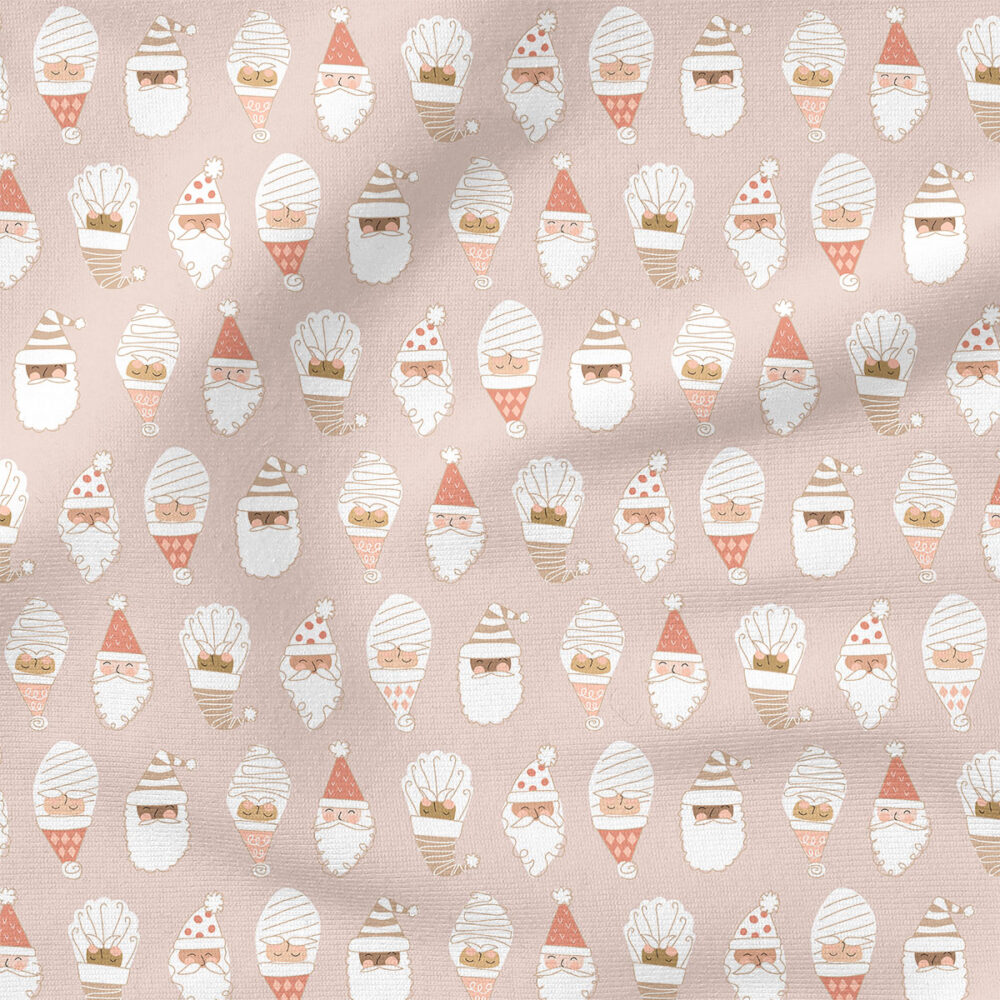 Retro Santa Faces (Neutral) | Christmas Fabric Design | Hey Cute Design