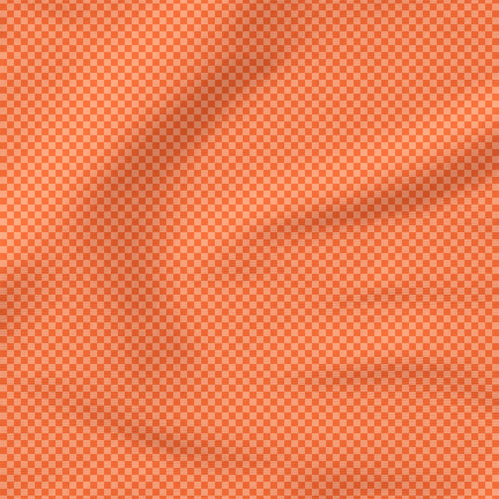 Checkerboard (Orange) | Holiday Fabric Design | Hey Cute Design