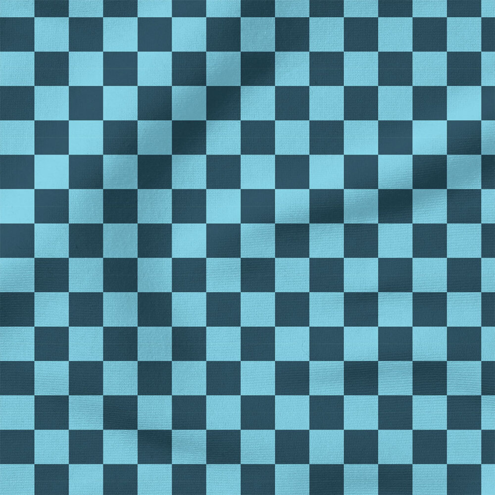 Checkerboard (Blue) | Summer Fabric Design | Hey Cute Design