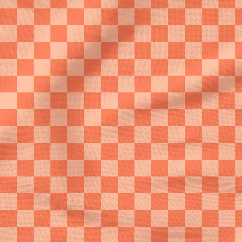 Checkerboard (Orange) | Summer Fabric Design | Hey Cute Design