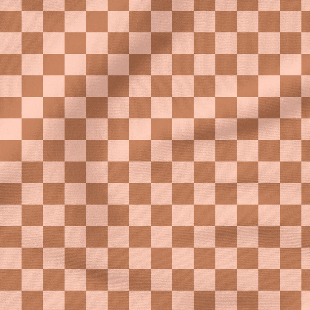 Checkerboard (Pink and Tan) | Summer Fabric Design | Hey Cute Design