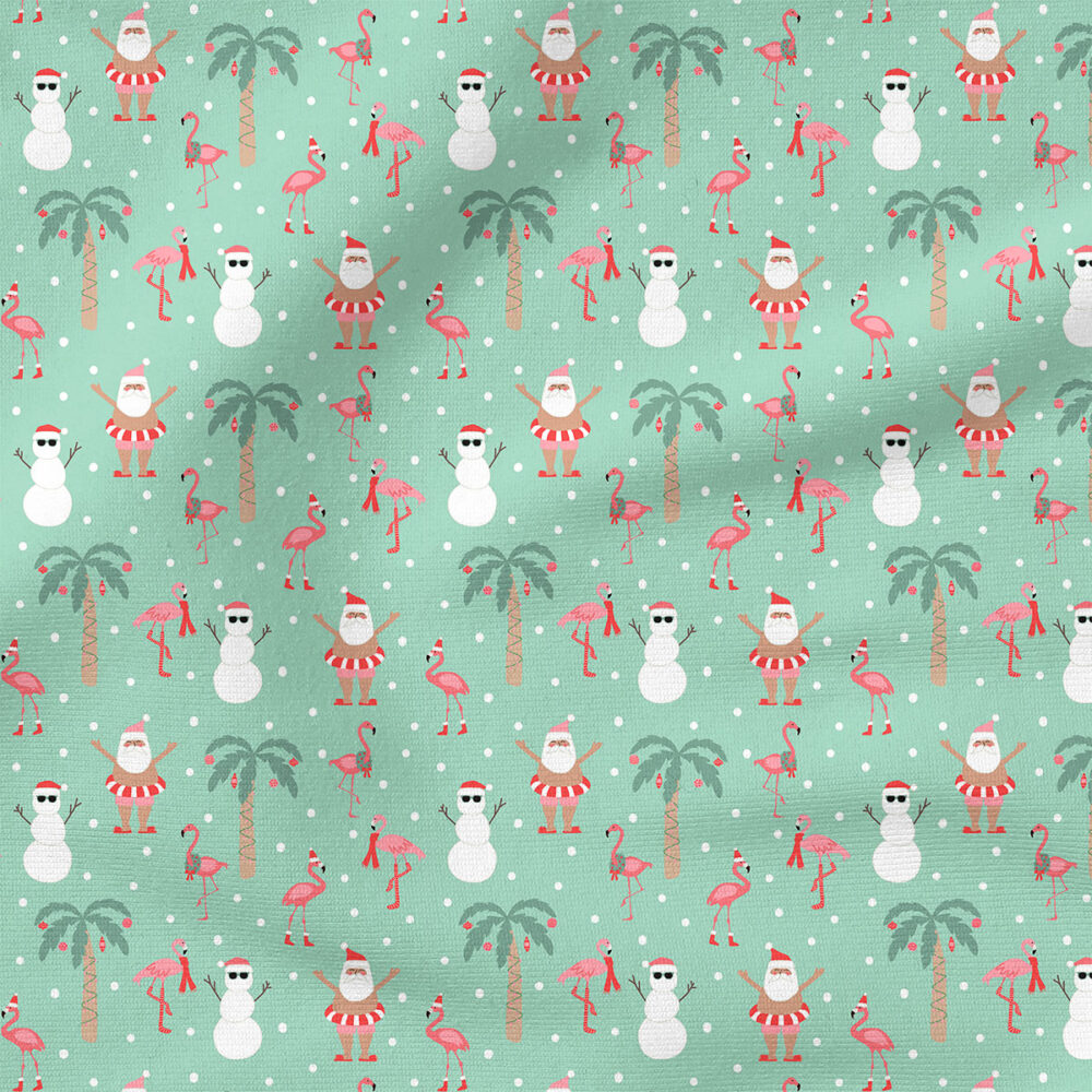 Santa and Snowmen (Green) | Christmas Fabric Design | Hey Cute Design