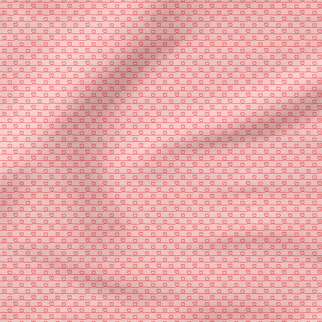 Heart Lines (Pink) | Valentine's Day Fabric Design | Hey Cute Design