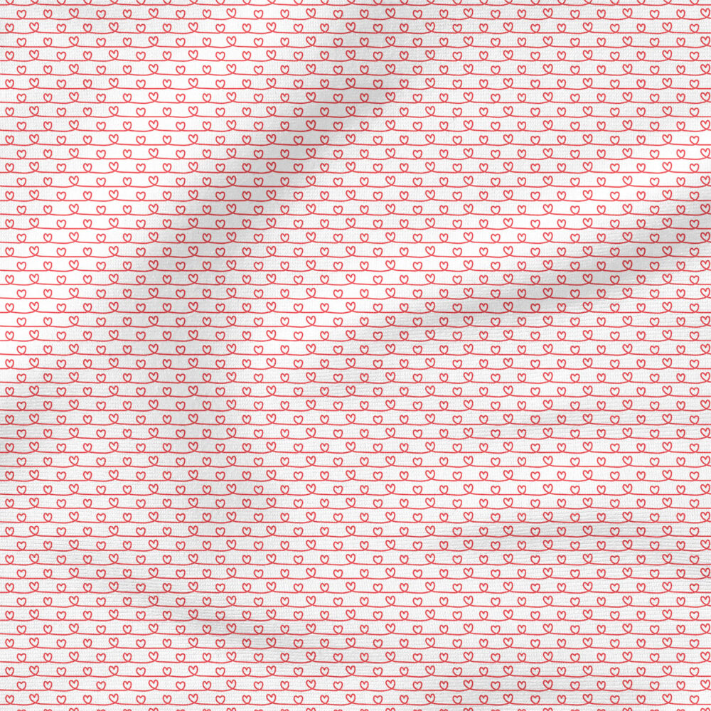 Heart Lines (White and Pink) | Valentine's Day Fabric Design | Hey Cute Design