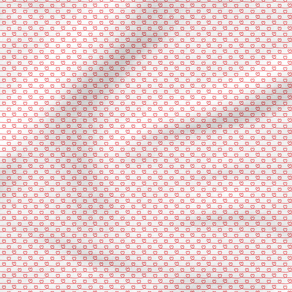 Heart Lines (White and Pink) | Valentine's Day Fabric Design | Hey Cute Design