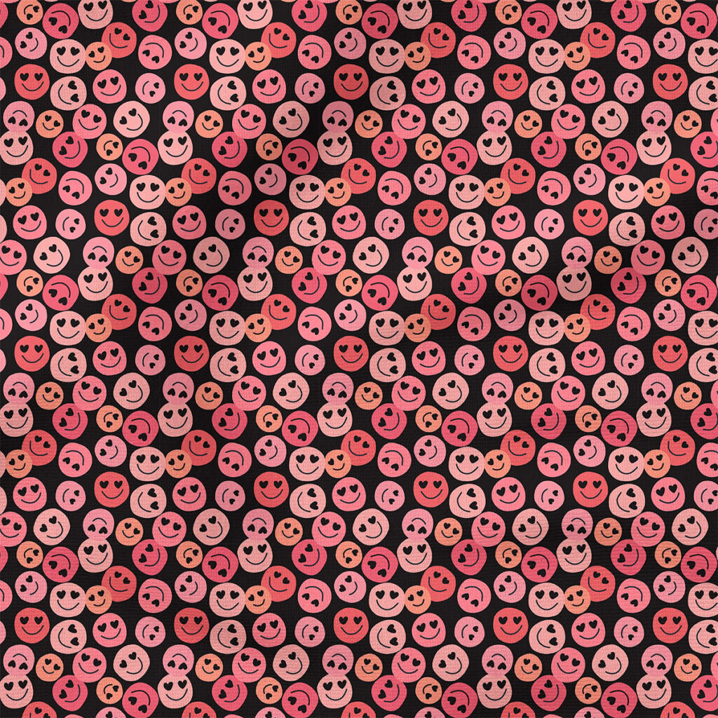 Smiles (Black) | Valentine's Day Fabric Design | Hey Cute Design