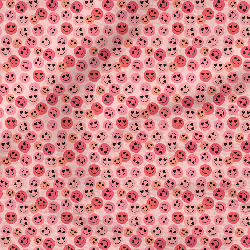 Smiles (Pink) | Valentine's Day Fabric Design | Hey Cute Design