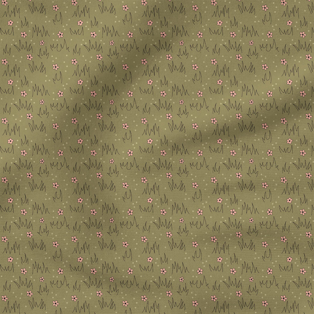 Grass (Olive) | Spring Fabric Design | Hey Cute Design