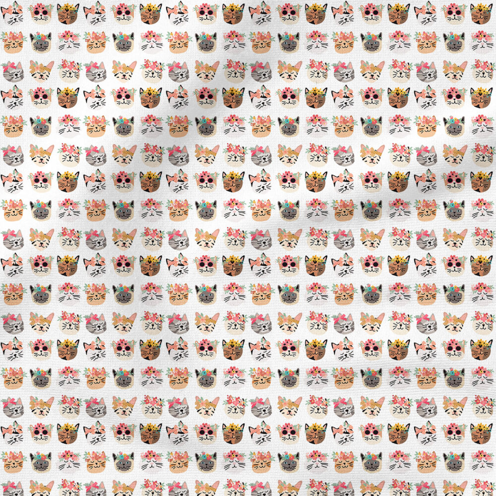 Flower Cats | Animals Fabric Design | Hey Cute Design