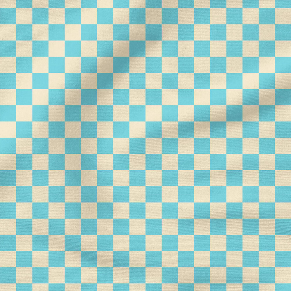 Blue Yellow Checker | Summer Fabric Design | Hey Cute Design