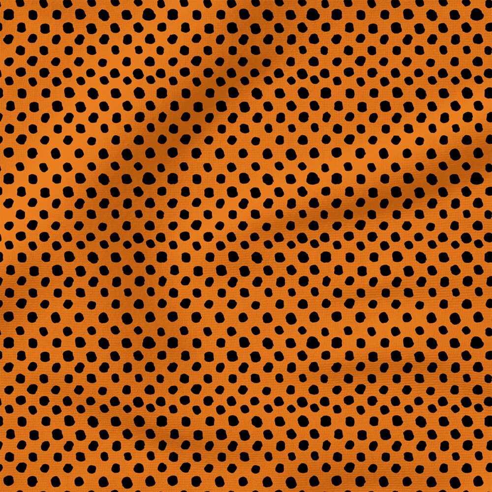 Dots (Black on Orange) | Autumn Fabric Design | Juniper Row Design