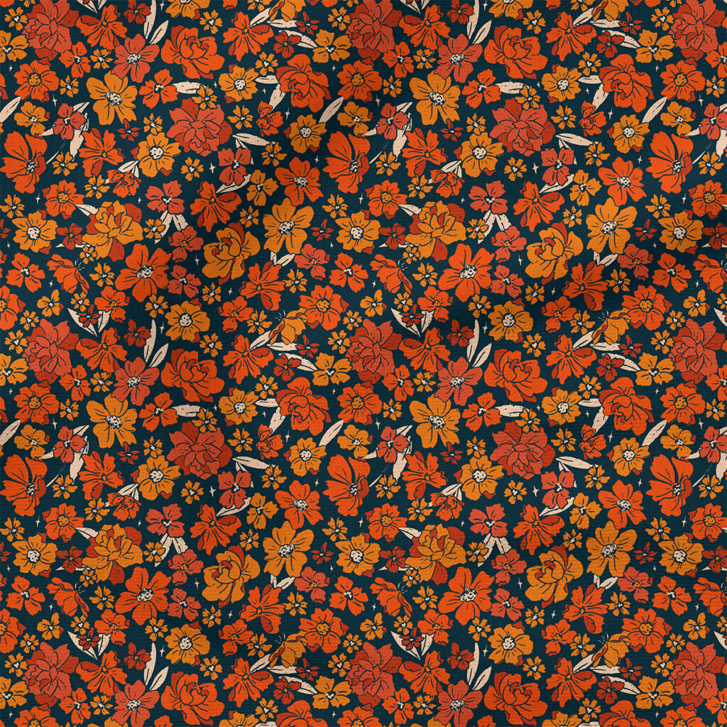 October Blooms | Autumn Fabric Design | Juniper Row Design