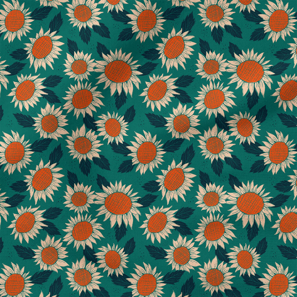 Sunflower (Green) | Autumn Fabric Design | Juniper Row Design