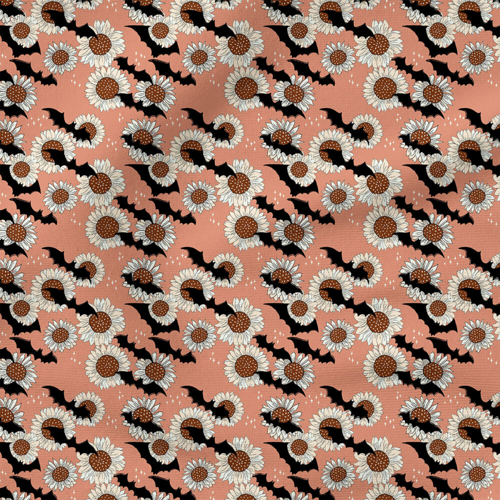 Batty Sunflower (Pink) | Autumn Fabric Design | Juniper Row Design