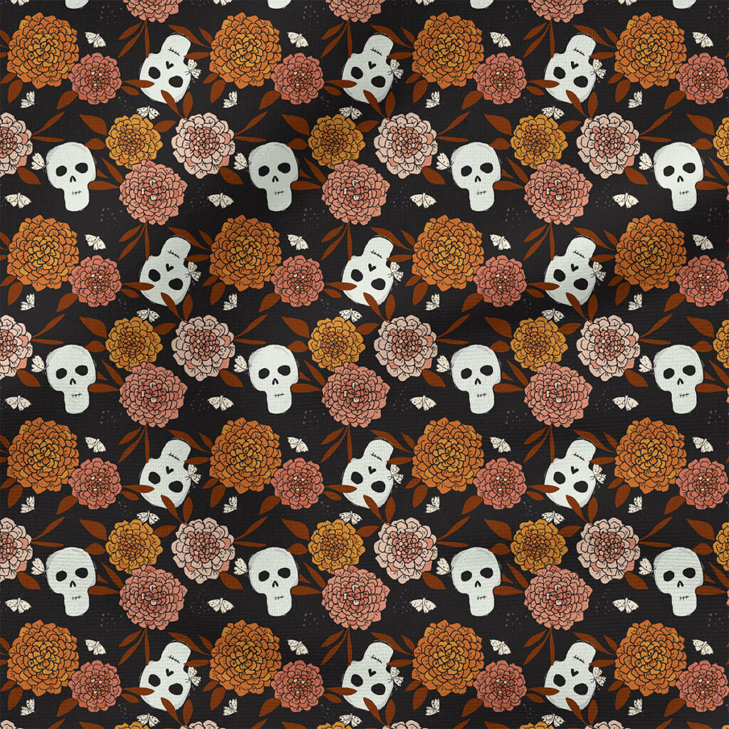 Floral Skull | Autumn Fabric Design | Juniper Row Design