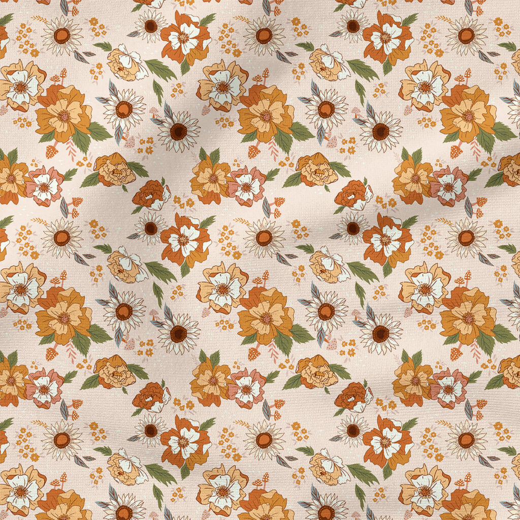 Golden Floral (Whisper Pink) | Seasonal Fabric Design | Juniper Row Design