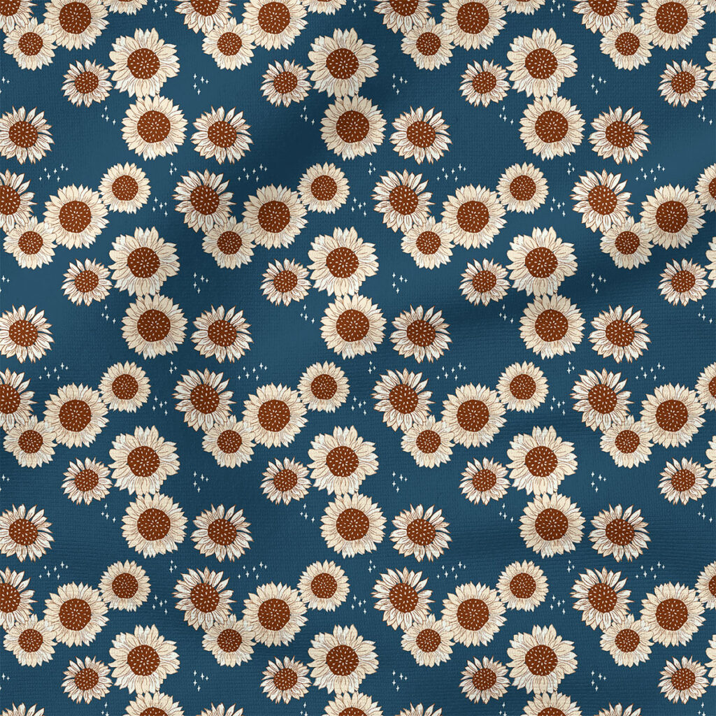 Sunflower Magic (Dark Sky) | Seasonal Fabric Design | Juniper Row Design