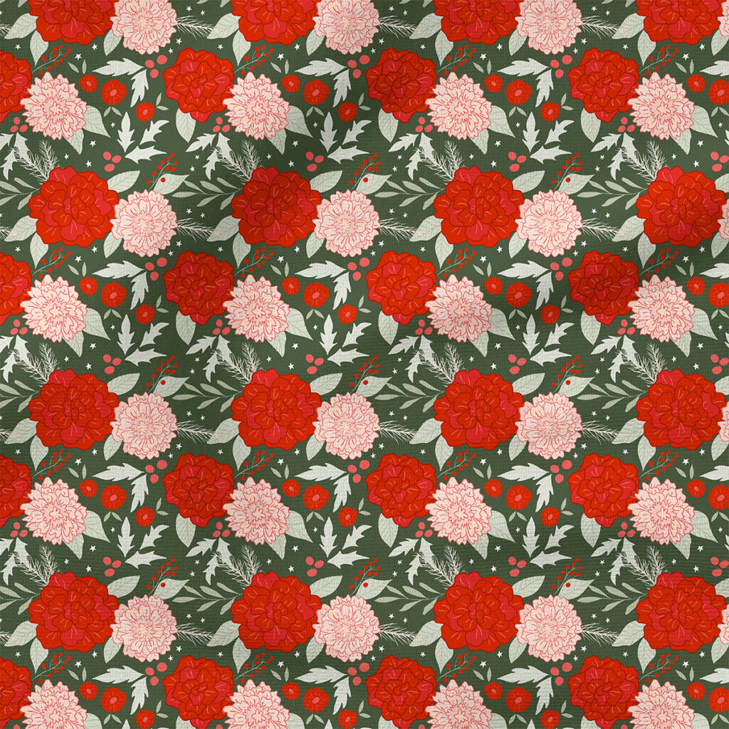 Floral and Holly (Green) | Christmas