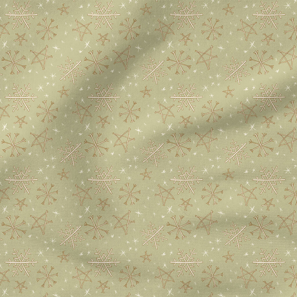 Snowflake (Green) | Winter Fabric Design | Juniper Row Design