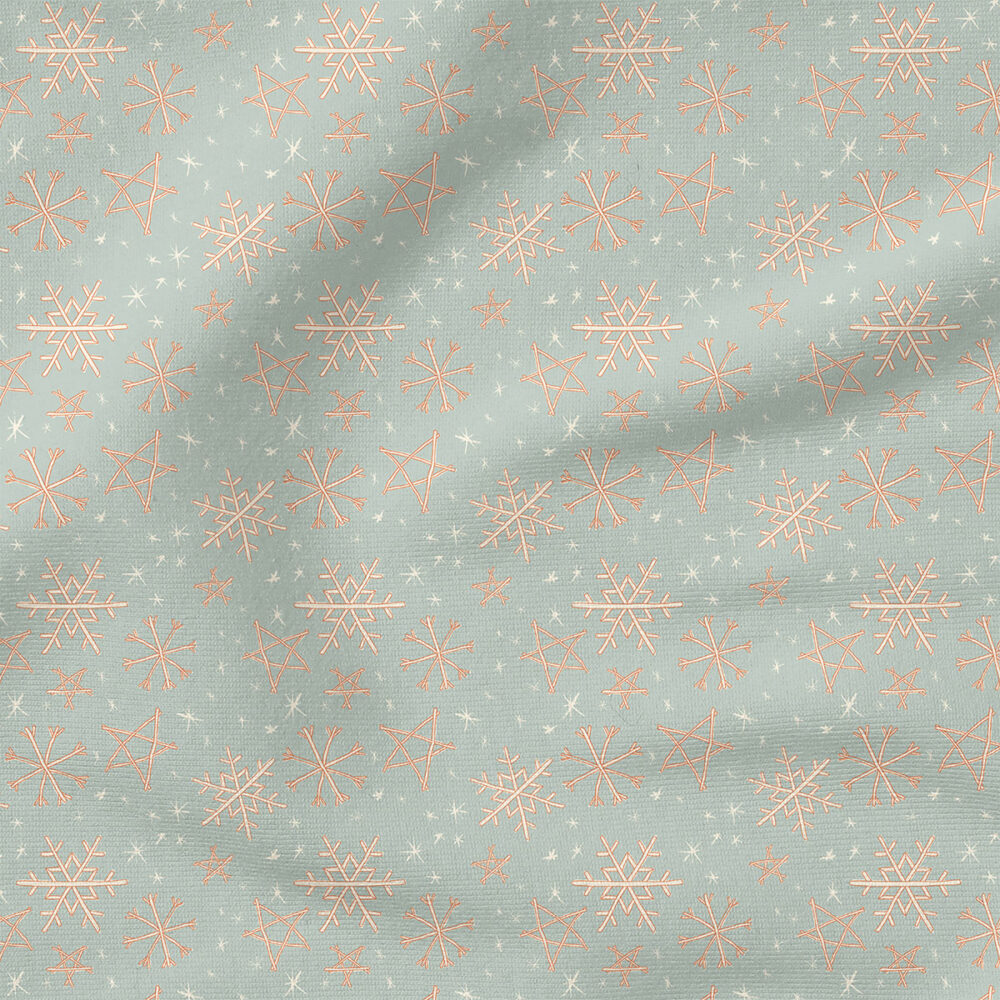 Snowflake (Snow Blue) | Winter Fabric Design | Juniper Row Design