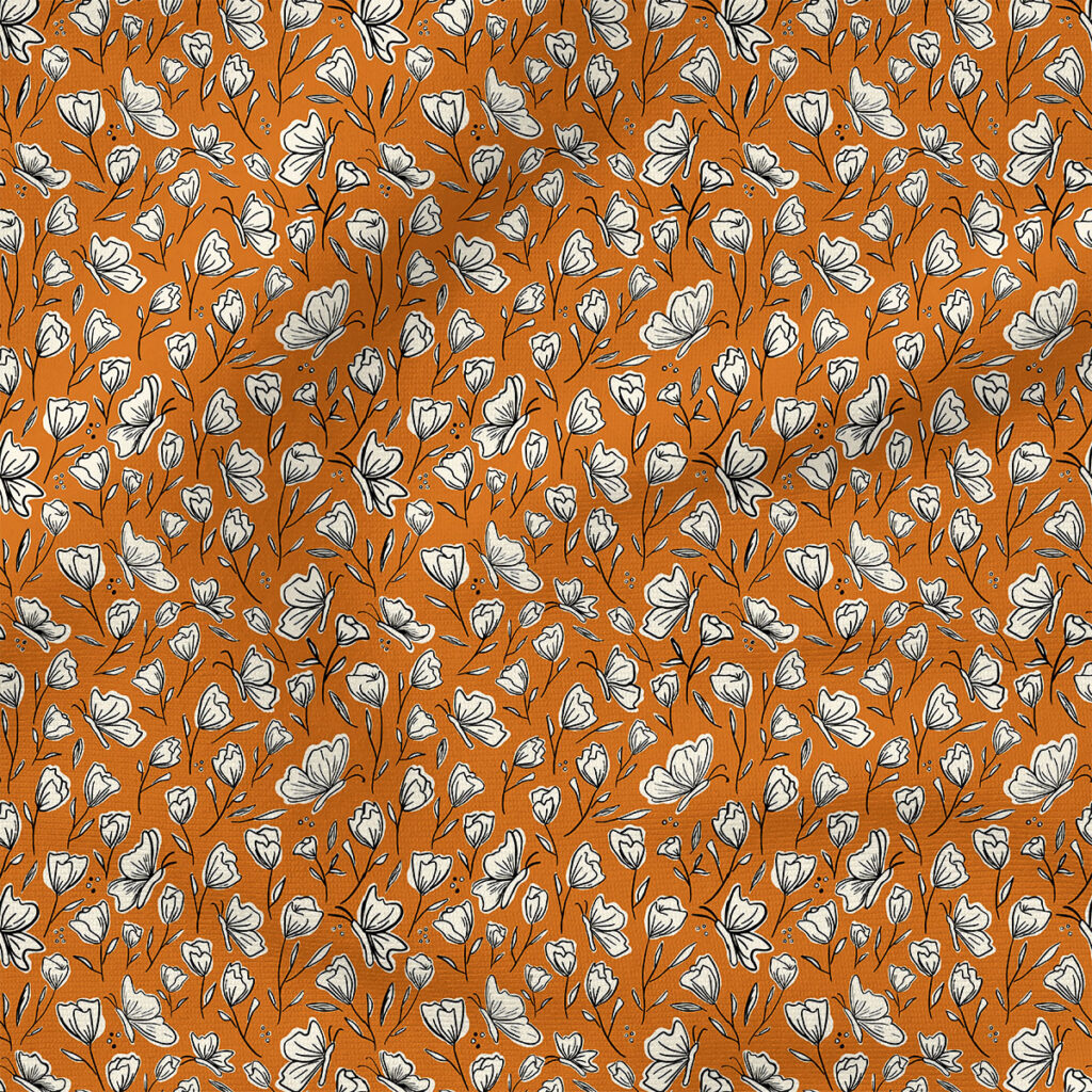 Butterfly Dreams (Rust) | Botanical Fabric Design | Juniper Row Design