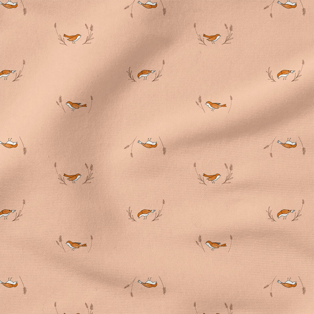 Happy Robin (Pink) | Animals Fabric Design | Juniper Row Design