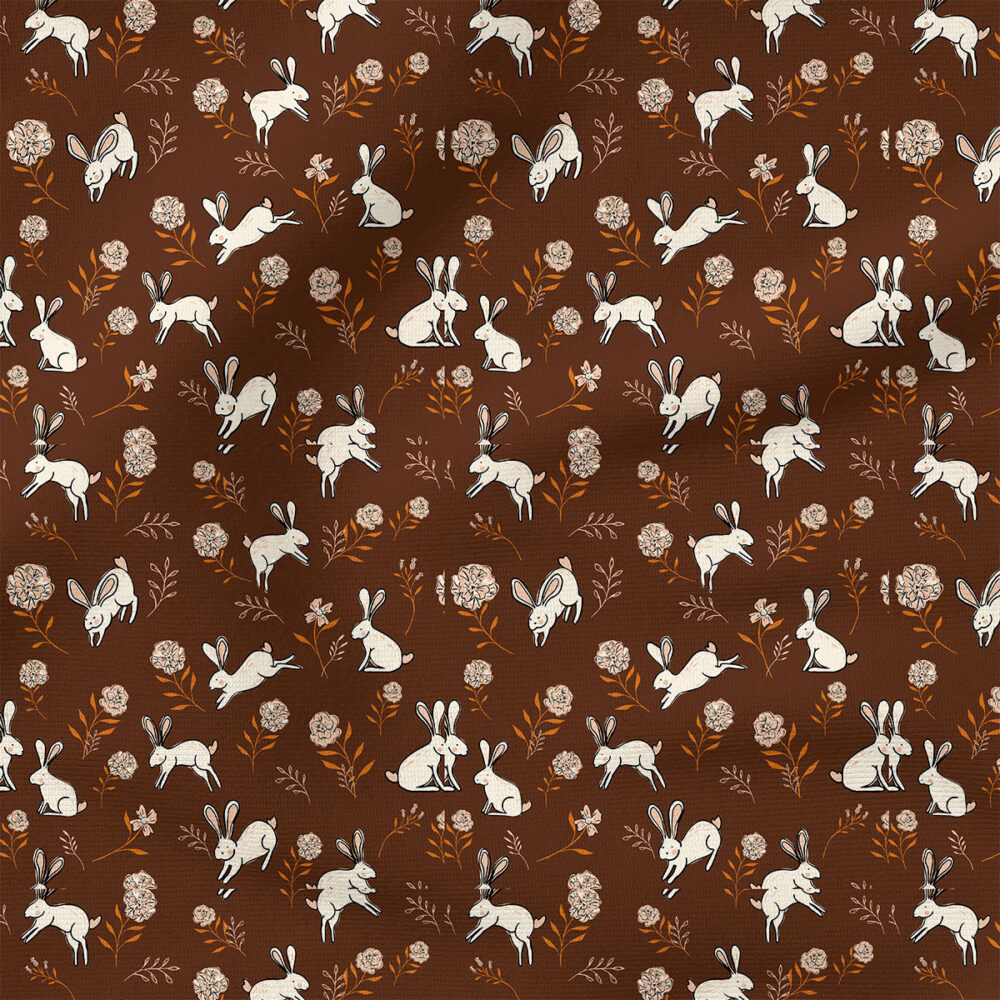 Hopping Bunny (Brown) | Animals Fabric Design | Juniper Row Design