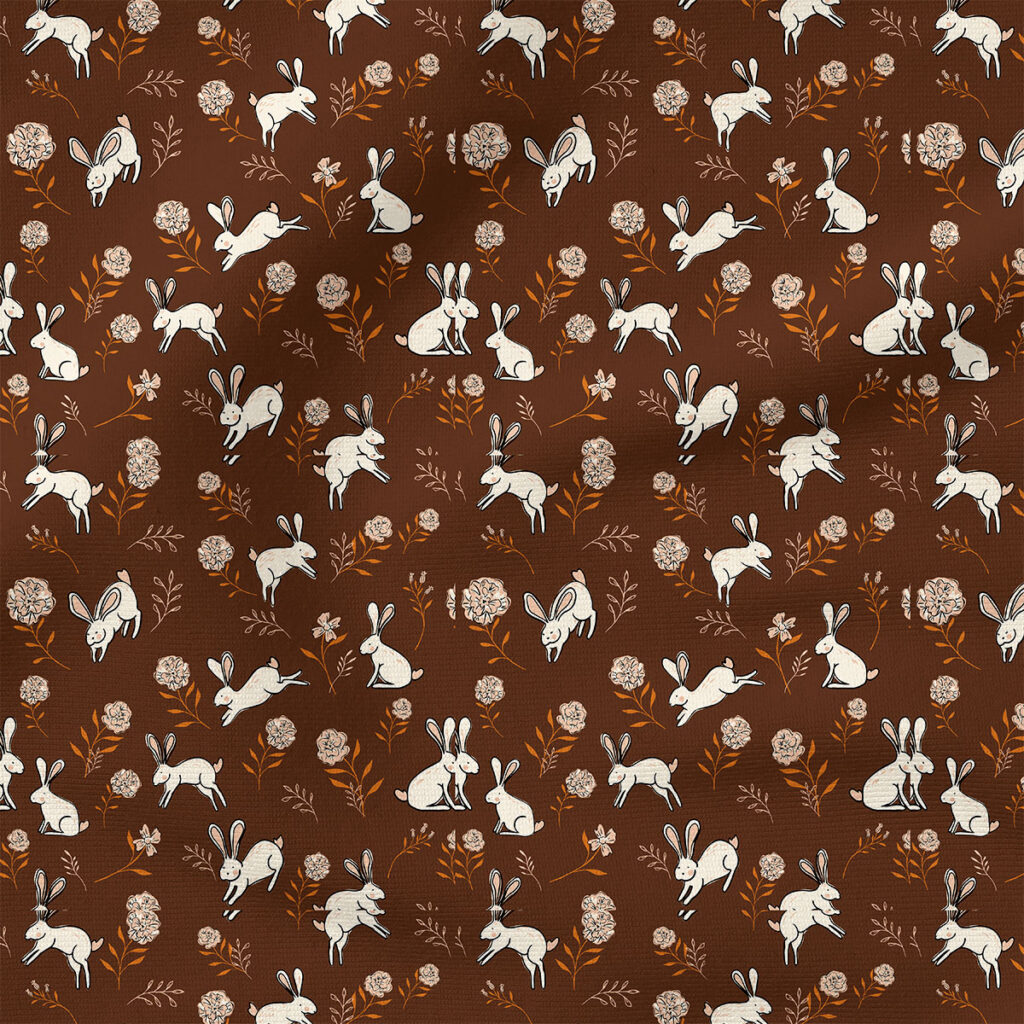 Hopping Bunny (Brown) | Animals Fabric Design | Juniper Row Design