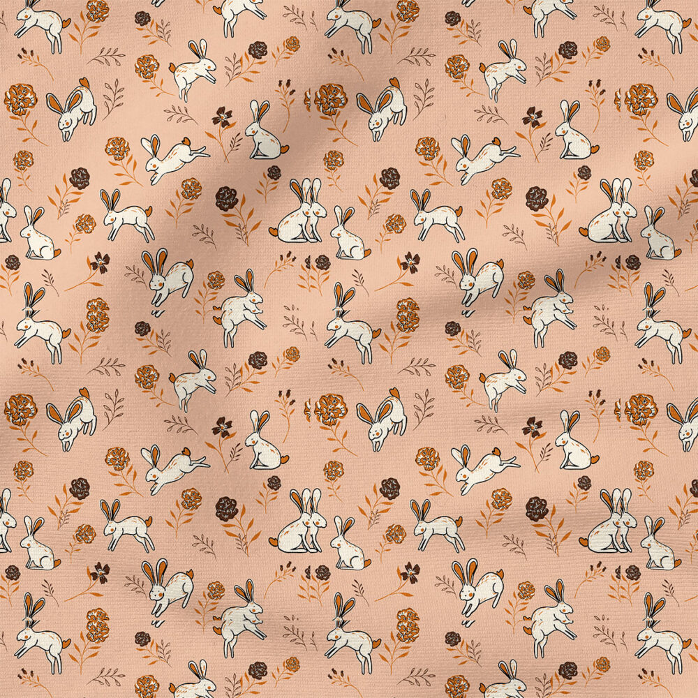 Hopping Bunny (Pink) | Animals Fabric Design | Juniper Row Design