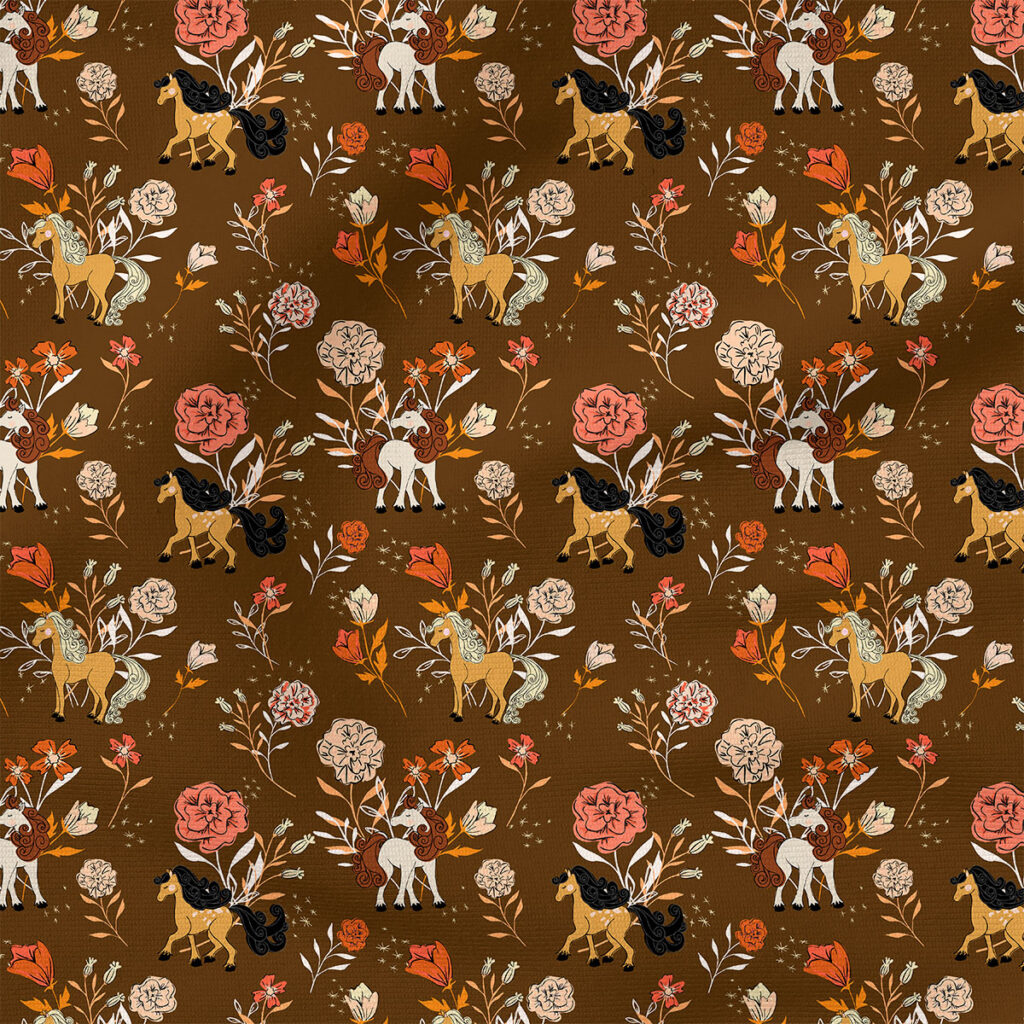 Horse Floral | Animals Fabric Design | Juniper Row Design