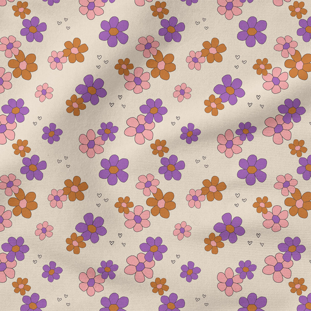 Flowers (Cream) | Valentine's Day Fabric Design | Juniper Row Design