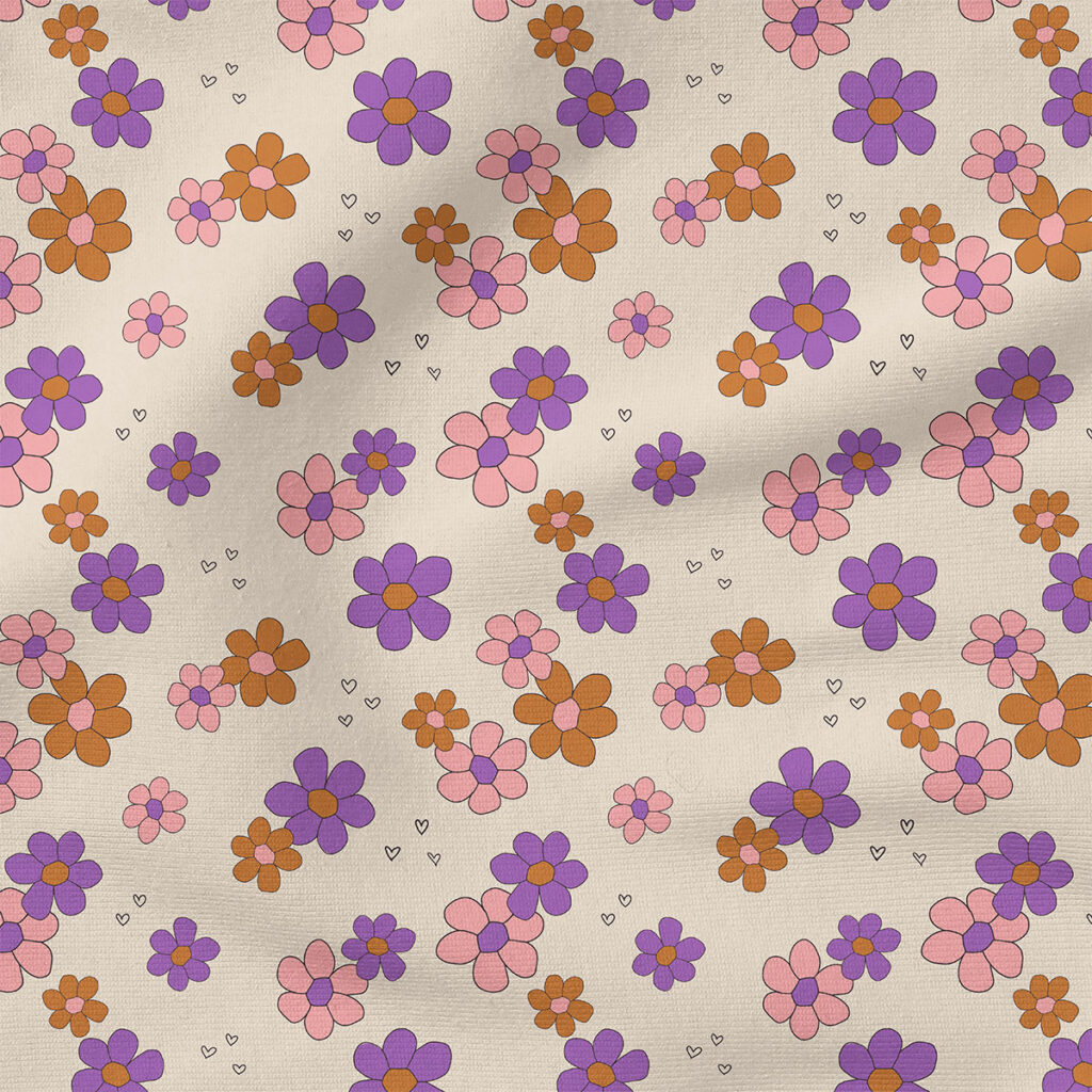 Flowers (Cream) | Valentine's Day Fabric Design | Juniper Row Design