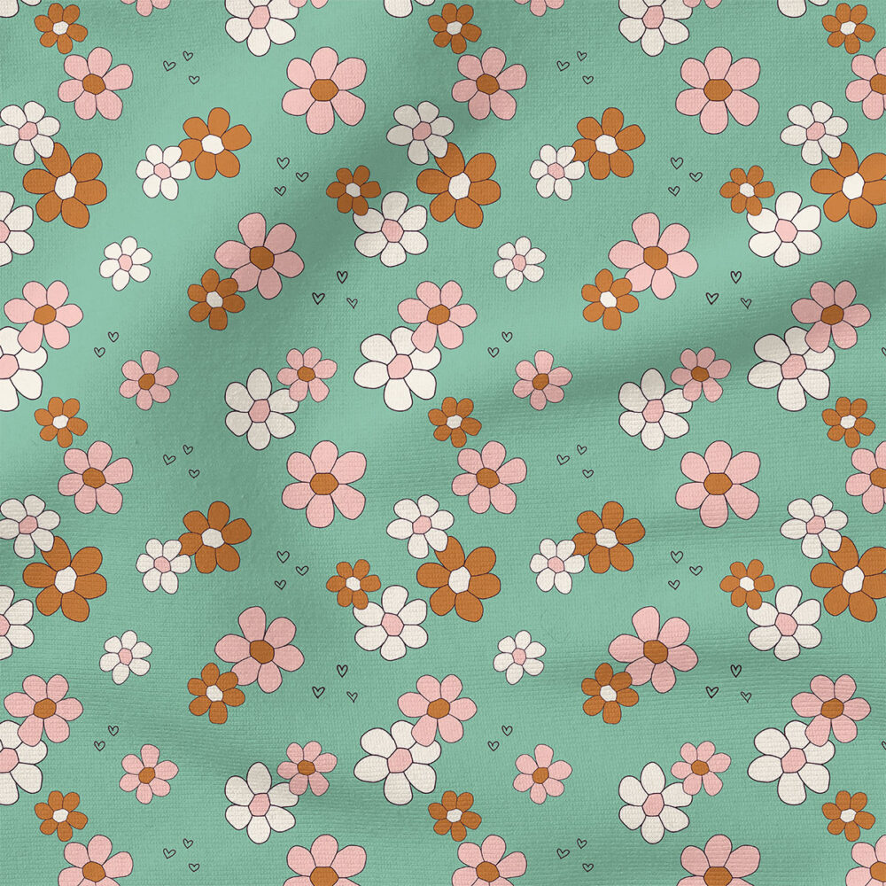 Flowers (Green) | Valentine's Day Fabric Design | Juniper Row Design