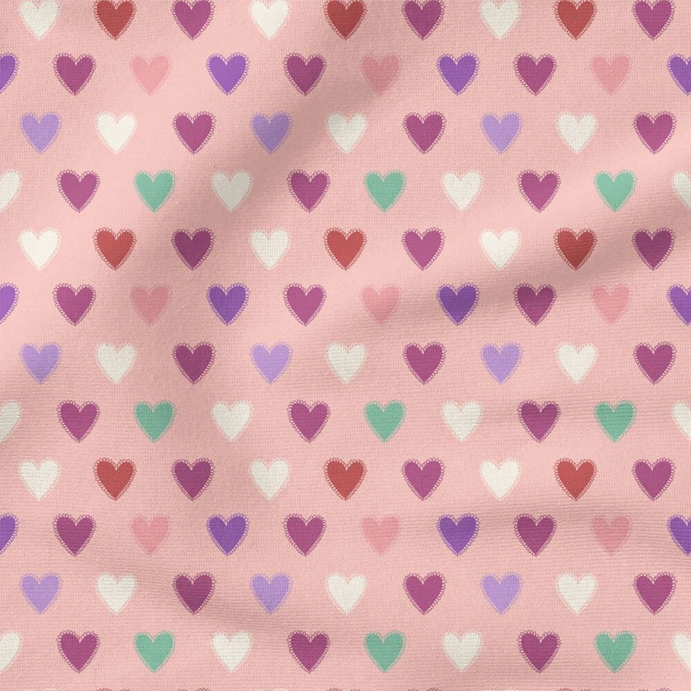 Hearts (Pink Multi) | Valentine's Day Fabric Design | Juniper Row Design