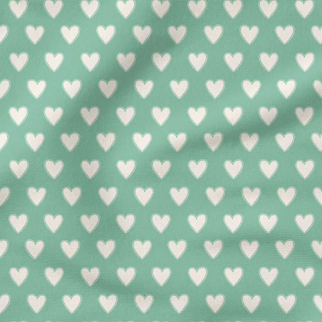 Hearts (Green) | Valentine's Day Fabric Design | Juniper Row Design