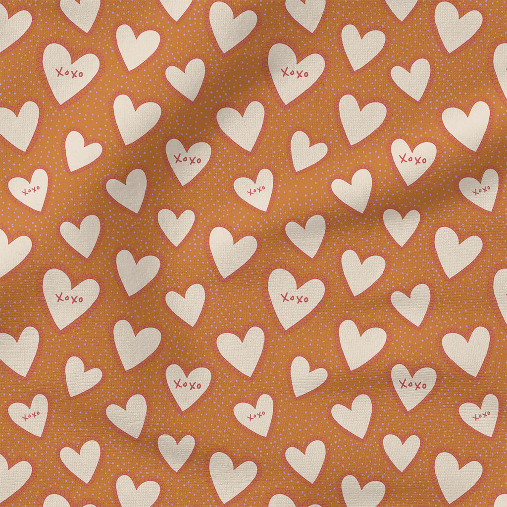 XOXO (Rust) | Valentine's Day Fabric Design | Juniper Row Design