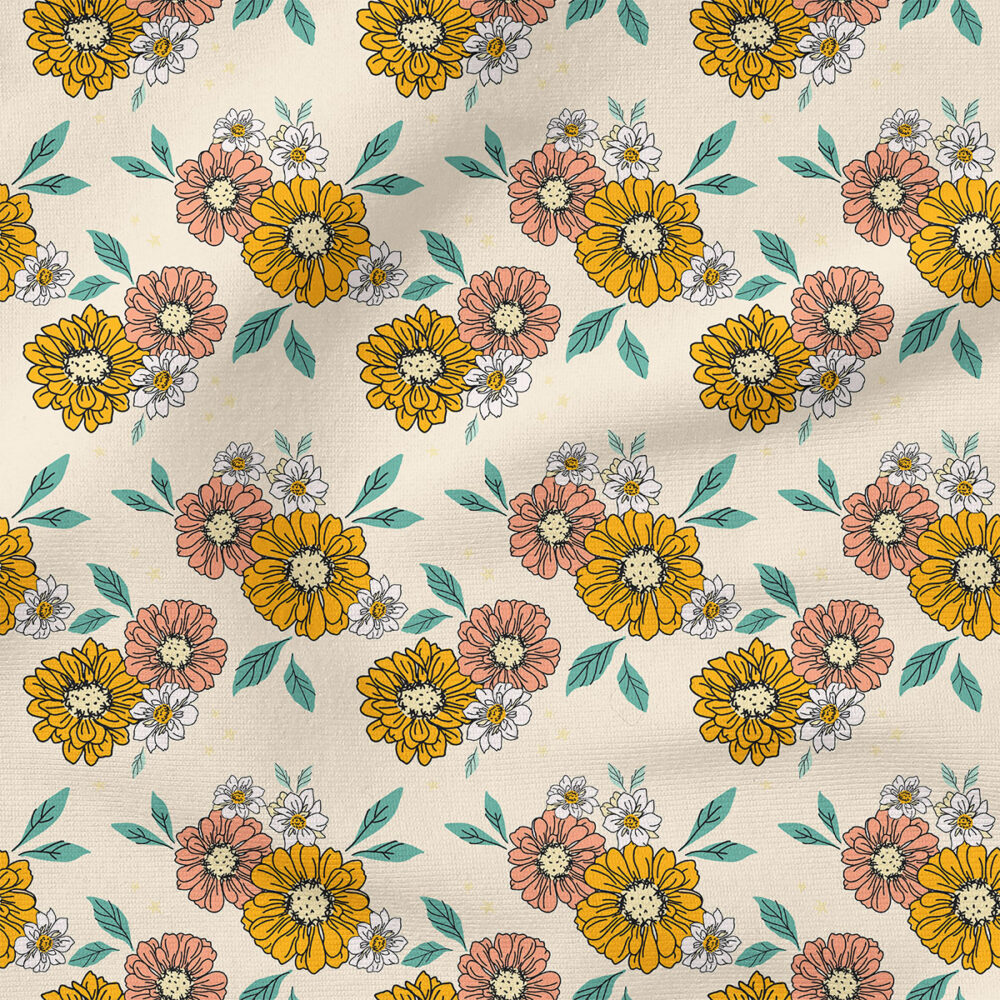 Floral (Bright on Cream) | Autumn Fabric Design | Juniper Row Design