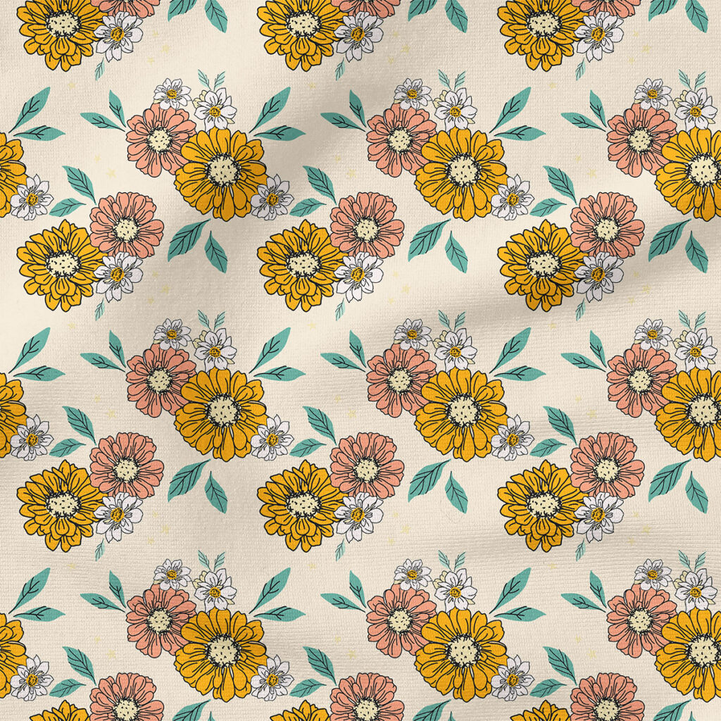 Floral (Bright on Cream) | Autumn Fabric Design | Juniper Row Design