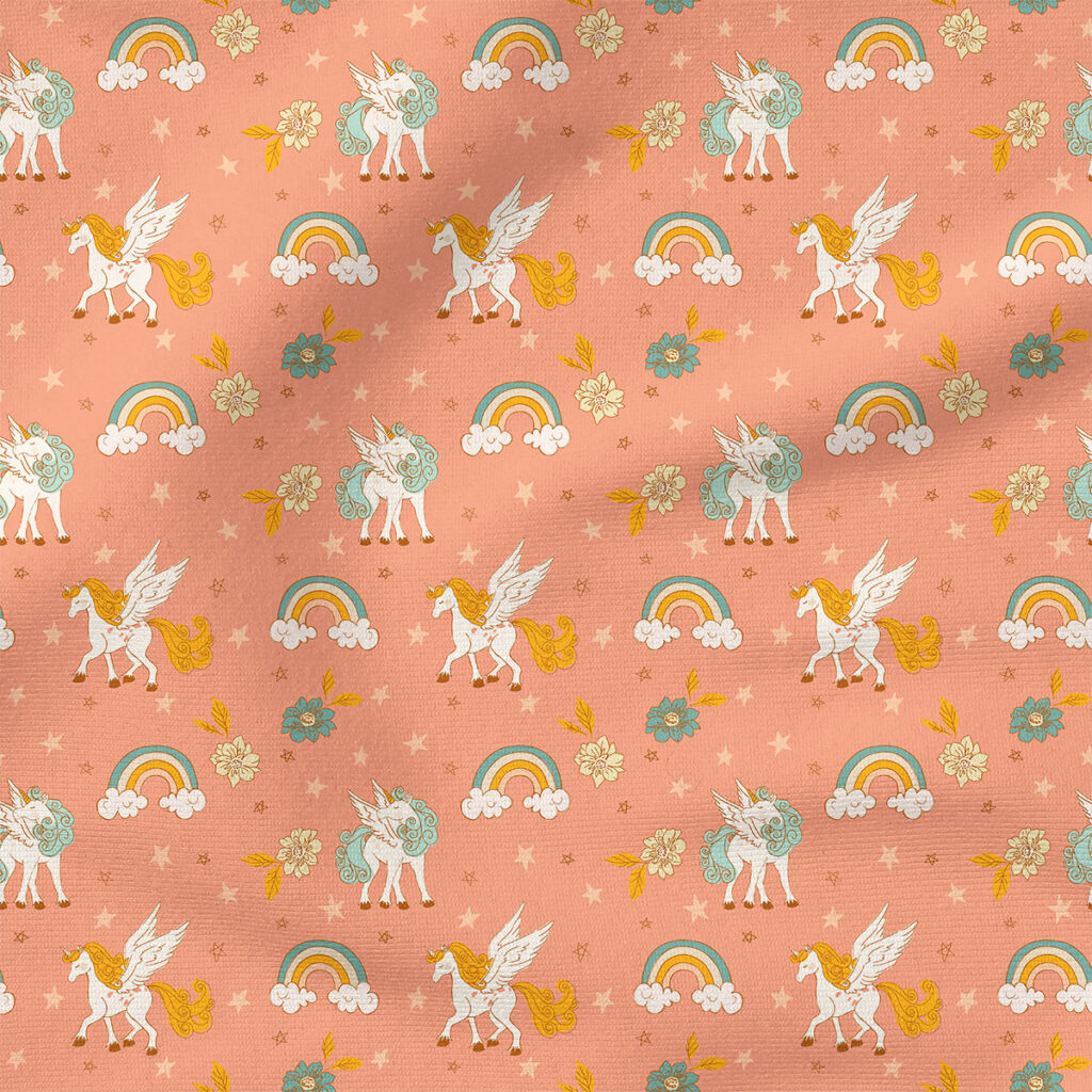 Unicorn (Orange) | Spring Fabric Design | Juniper Row Design