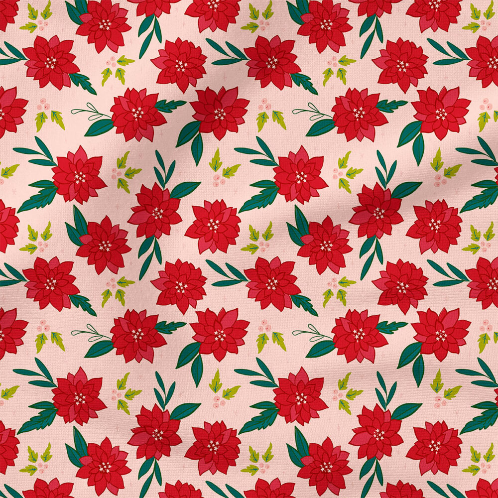 Joyful Floral (Pink) | Holiday Fabric Design | Juniper Row Design